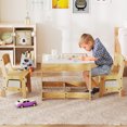thumbnail image 4 of Gymax Ensemble 3-en-1 Table et Chaises pour Enfants avec Tableau Blanc/tableau Noir Réversible, Dessus, Rangement Dissimulé, Naturel, 4 of 10