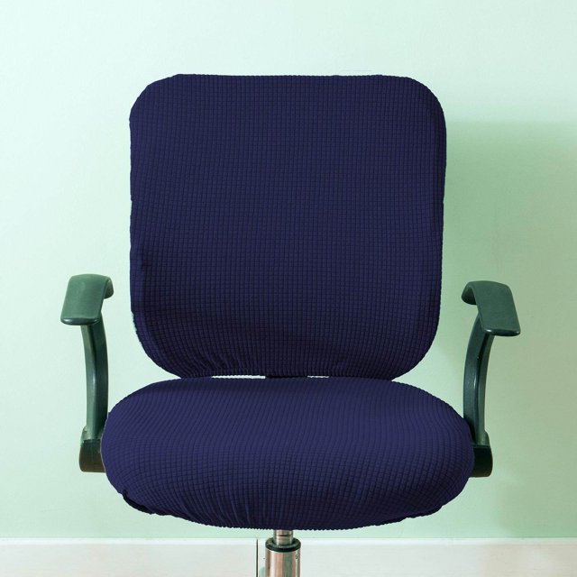 Housses de Siège de Chaise de Bureau Élastiques Housse Extensible Pièce Velours Bleu Foncé