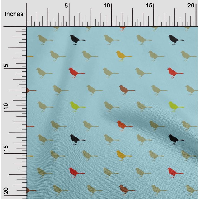 oneOone Georgette Viscose Fabric Artistic Bird Print Fabric by The Yard 42 Inch Wide