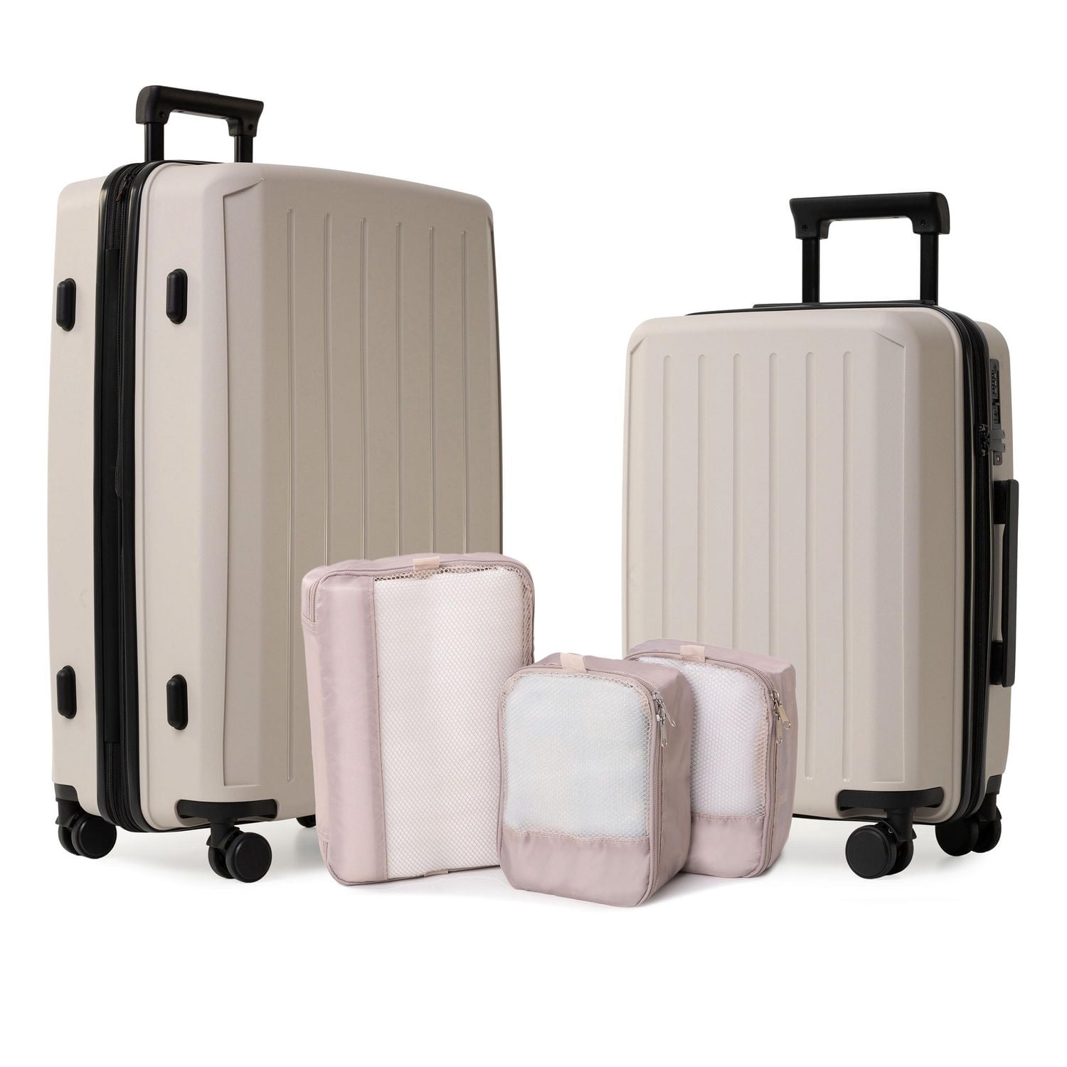 Ensemble de Bagages Rigides 5 Pièces : Valise Spinner 28", Bagage à main 20" et 3 Cubes de Rangement