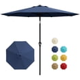 thumbnail image 1 of Garvee Parasol de Patio Extérieur de 9 Pieds, avec Inclinaison à Bouton-Poussoir et 8 Nervures Robustes, Bleu, 1 of 7