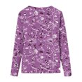 thumbnail image 4 of Pompotops Femmes Dames Col Rond Hauts Amples Décontractés T-Shirts Imprimés Blouse à Manches Longues en Solde, 4 of 5