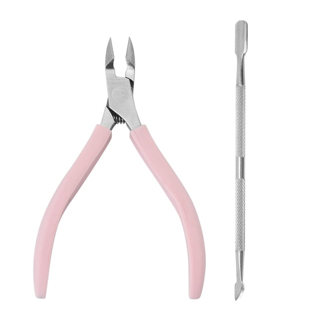 Cuticle Nipper with Cuticle Pusher - Stainless Steel Cuticle Clipper Cutter Nail Cuticle Remover Tools for Fingernails and Toenails