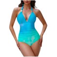 thumbnail image 2 of TIMIFIS Swim Suits 2025 - Womens Ones Piece Tummys control Swimsuit Ruched Push Up V Neck High Waisted Bathing Suit, 2 of 3