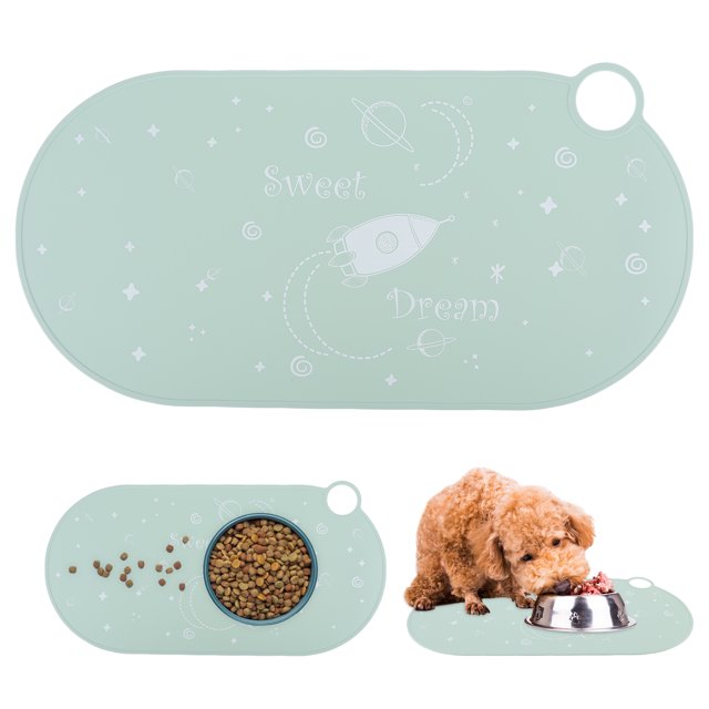 Decodeary Wide Application Silicone Food Mat Waterproof And Tear-Resistant Cats Bowl Mat 1Set