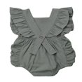 thumbnail image 3 of Baby Girl Ruffle Solid Color Romper Jumpsuit Outfit Sunsuit, 3 of 5