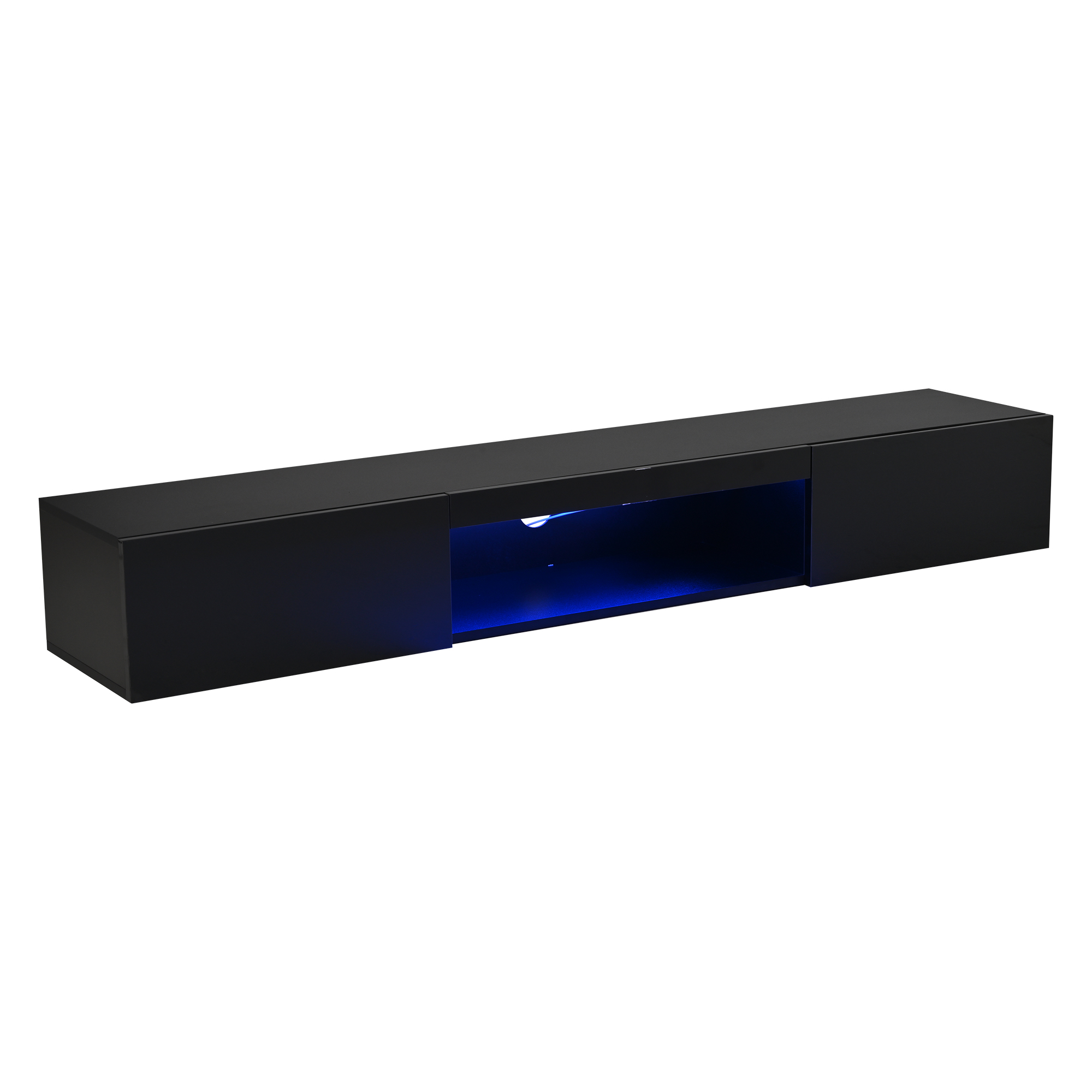 Meuble télé suspendu Noble House 160 cm avec éclairage DEL, pour téléviseur 178 cm, noir