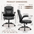thumbnail image 4 of COOLHUT PU Leather Ergonomic Office Chair, Mid Back Home Computer Chair with Flip-up Armrest, Adjustable Height & Back Support, 360° Swivel Gaming Chair with Wheels & Rocking Function, Space Saving, 4 of 10