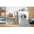 thumbnail image 2 of Ahgly Tapis Rond Contemporain Lavable en Machine Bleu Golfe, 9 Pieds Rond, 2 of 7