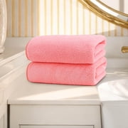 2 Pack - Velvet Bath Towel Set - Highly Absorbent & Soft, Spa & Gym Towel, Plush Velvet Spun Towels for Bathroom, Pink, JKODE