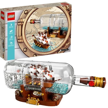 LEGO Ideas Navire en Bouteille 92177 Trousse de Construction d'Expert, Navire Modèle à Emboîter, Ensemble d'Exposition de Collection et Jouet pour Adultes (962 Pcs)