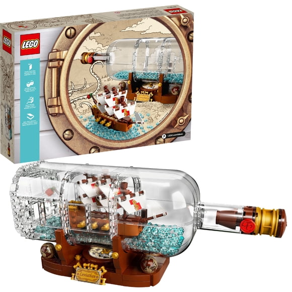 LEGO Ideas Ship in a Bottle 92177 Expert Building Kit, Snap Together Model Ship, Collectible Display Set and Toy for Adults (962 Pieces)