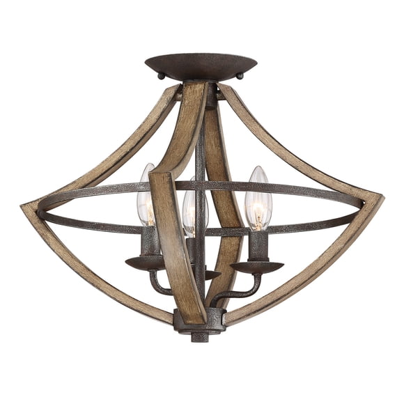 Quoizel SHR1716RK Shire 3 Light 17" Rustic Black Semi Flush Ceiling Indoor