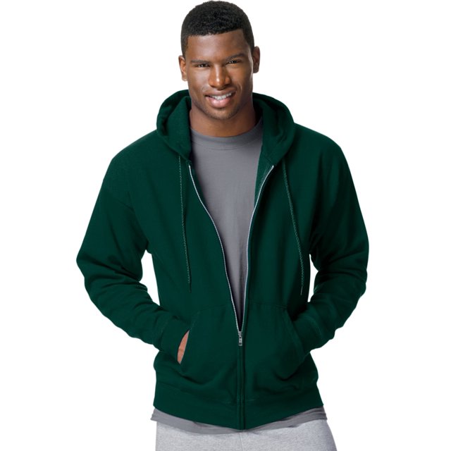 Hanes ComfortBlend EcoSmart Men`s Full Zip Hoodie, M, Deep Forest