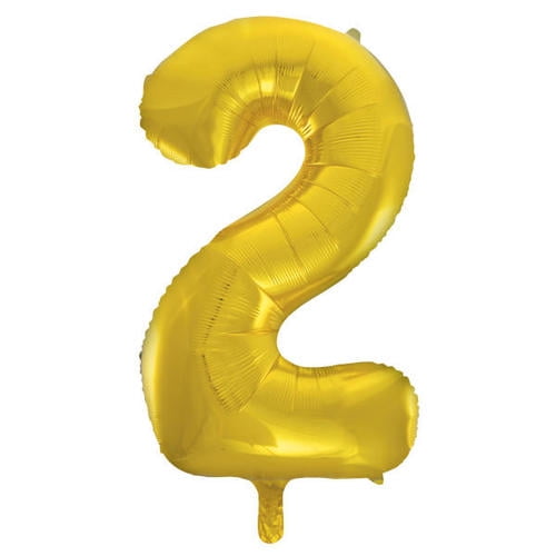 Ballon en aluminium doré en forme de chiffre 2, 86 cm (34 po), Unique Industries, 1 unité