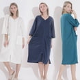 thumbnail image 3 of PENGXAING Women‘s Zipper Front Housecoat Short Sleeve Robe Lightweight Bathrobes with Pocket, 3 of 5