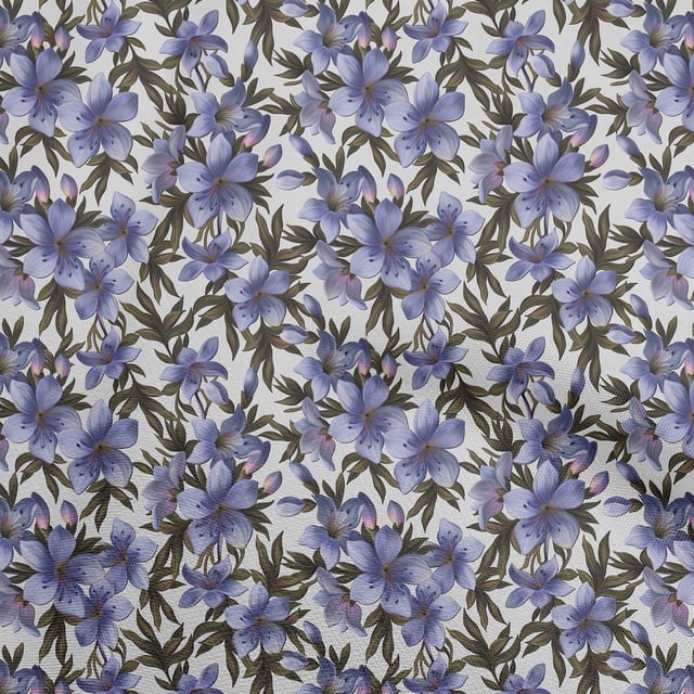 oneOone Rayonne Bleu Tissu Floral Matière de Robe Tissu Imprimé Tissu au Mètre 56 Pouces de Large