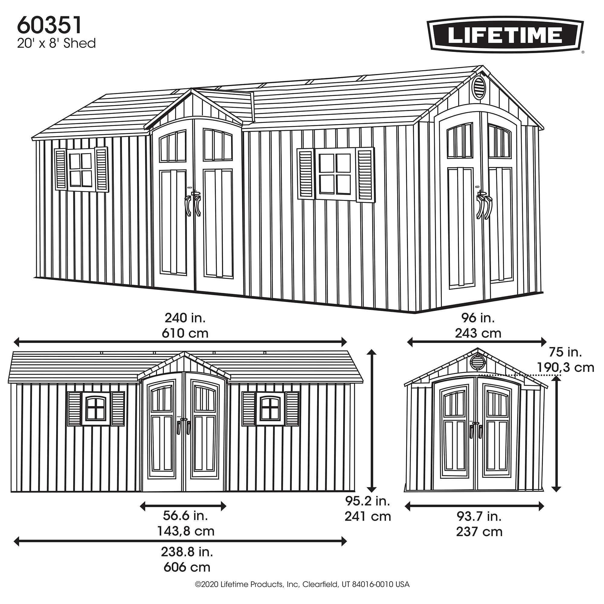 Lifetime 20 Ft. x 8 Ft. Outdoor Storage Shed