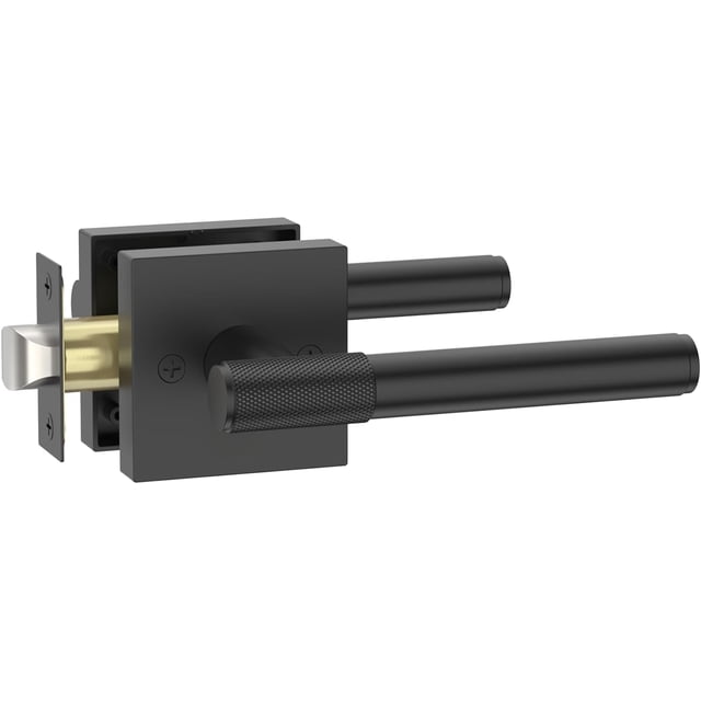 Poignées de Porte Mates Intérieures Moletées Intimité Poignées de Porte Levier de Porte Robuste pour Chambre Ou Salle de Bain Réversible Sans Clé pour Portes Gauche Droite AM