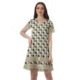 thumbnail image 1 of Moomaya Tenues d'Été Coton Flex Imprimées Robes Courtes pour Femmes Tenue Décontractée, 1 of 4