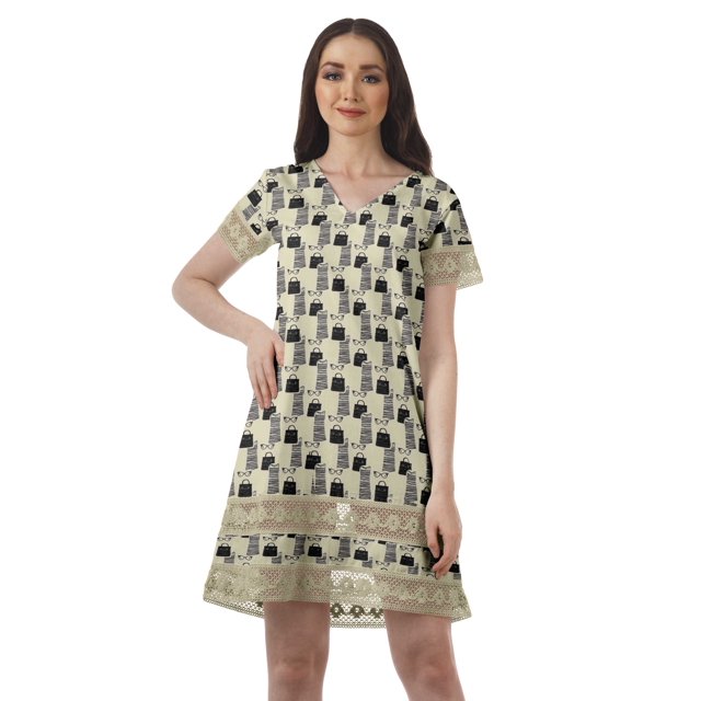 Moomaya Tenues d'Été Coton Flex Imprimées Robes Courtes pour Femmes Tenue Décontractée