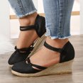 thumbnail image 2 of Kcodviy Women Buckle Sandals Platform Closed Toe Sandals for Women Wedge Sandals Versatile Braided Tie Up Sandals for Women Buckle Breathable Wedge Sandals, 2 of 8