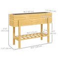 thumbnail image 3 of Outsunny Raised Garden Bed, Planter Box w/Storage Shelf, Natural Wood, 3 of 9