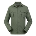 thumbnail image 1 of RXIRUCGD Blouse Décontractée Mode Homme Couleur Unie Cargo Boutons Poches Manches Longues Col Rabattu, Vert Armée, Taille : S, 1 of 8