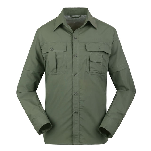 RXIRUCGD Blouse Décontractée Mode Homme Couleur Unie Cargo Boutons Poches Manches Longues Col Rabattu, Vert Armée, Taille : S