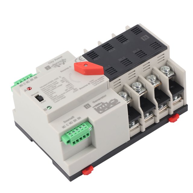 Interrupteur de Transfert Automatique, Entretien Pratique Compact W2R-63A Interrupteur de Transfert Courant Nominal 400V Transmission Fiable 4P pour Boîtes de Distribution PZ30