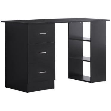 HOMCOM Bureau d'Ordinateur avec Étagères de Rangement à 3 Niveaux, Bureau pour Bureau à Domicile, Noir