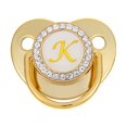 thumbnail image 1 of XZNGL Pacifier Clips Baby Girl Baby Pacifier 26 Letter Name Initials Clip Silicone Baby Pacifier Golden Shiny Newborn Pacifier Silicone Pacifier Clip, 1 of 3