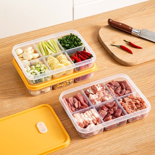 Compartment Food Storage Container, Kitchen Refrigerator Organizer, Fruit Vegetable Meat Preserver, Ginger Garlic Onion Keeper, Meal Prep Box, Airtight Design