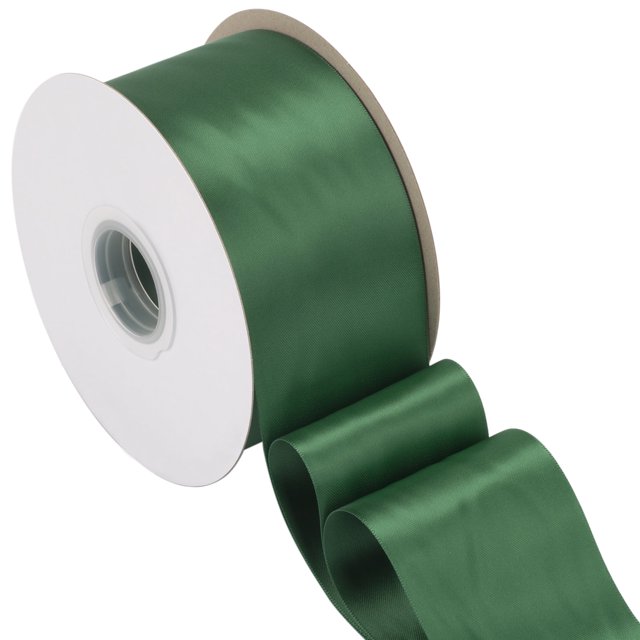 Joycrosso Forest Green Ribbon 2 1/2 Inch Wide Thick Fabric Ribbon, 50 Yards Double Faced Satin for Gift Wrapping Floral Bouquets Wedding Party Decoration