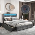 thumbnail image 1 of Gymax Full Upholstered Platform Bed with LED Headboard Charging Station Storage Drawer, 1 of 10