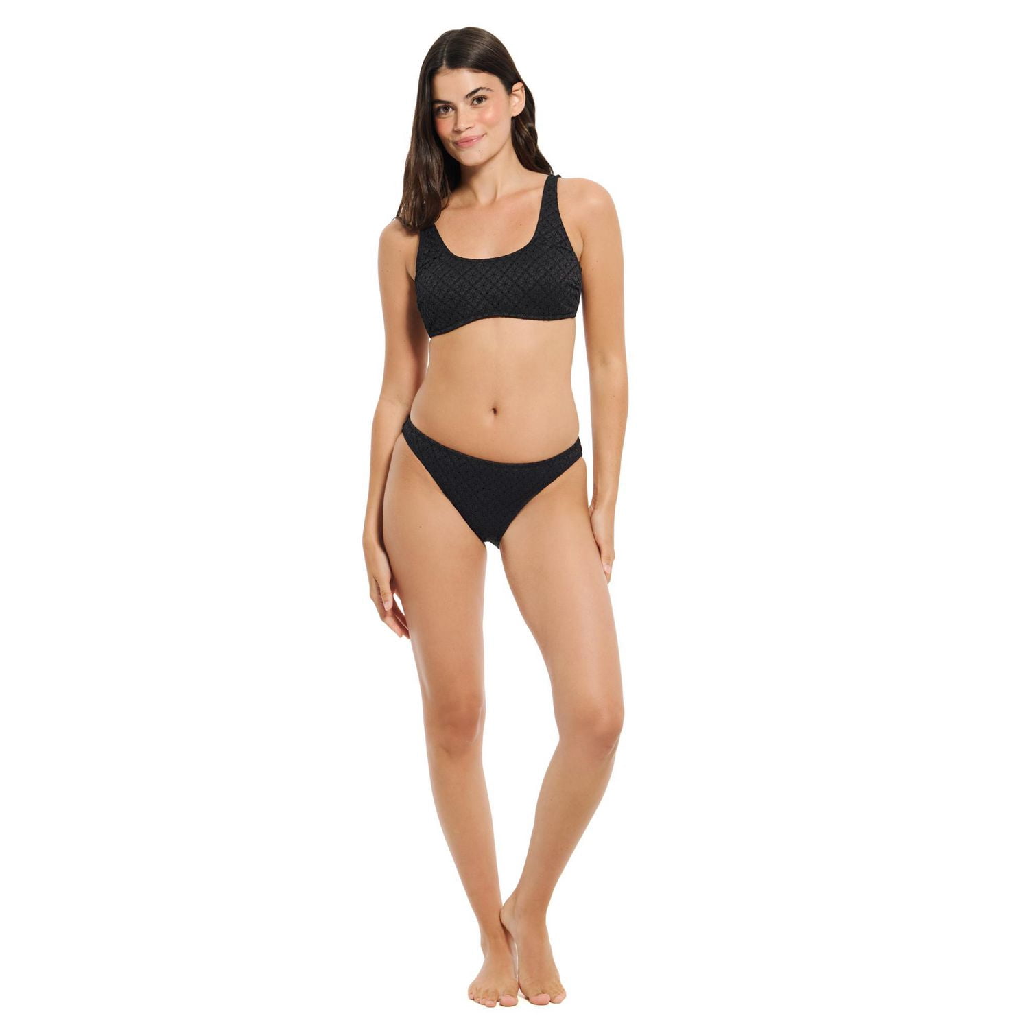 Summer Flirtt Women's Textured Low Rise Hipster Bikini Swim Bottom