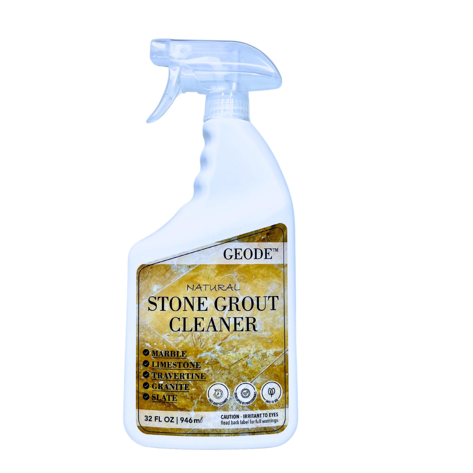Natural Stone Grout Cleaner Safe for Marble Travertine Limestone Tile Spray on Grout Cleaner. (32 oz.)