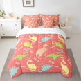 thumbnail image 2 of YST 7Pcs Kids Dinosaur Comforter Set with Sheets, Hot Orange Cartoon Dino Bedding Set, Polyester, Comforter & Duvet Type, King (1 Count), 2 of 5