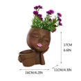 thumbnail image 4 of Face Pot de Plantation Visage Pots de Fleurs Doubles en un pour Plantes d'Intérieur et d'Extérieur Pot Tête en Résine avec Trou de Drainage Mignon Pots de Plantes Lady, 4 of 6