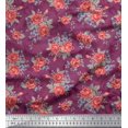 thumbnail image 1 of Soimoi Tissu en Velours Feuilles & Roses Imprimés Floraux au Mètre 58 Pouces de Large, 1 of 3