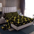 thumbnail image 1 of Erosebridal Neon Geometric Bed Sheets Set Full Size, Yellow Abstract Bed Sheets Full, Futuristic Honeycomb Decor, 1 of 7