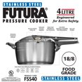 thumbnail image 2 of Futura Stainless Steel Inner Lid Pressure Cooker 4 Liters | Induction Compatible - For 4 To 6 Persons (FSS40), 2 of 4