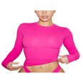 thumbnail image 1 of Women‘s Y2K Slim Crop Tops Solid Color Long Sleeve  Neck T-Shirts Basic Tee Yoga Workout Tops, 1 of 6