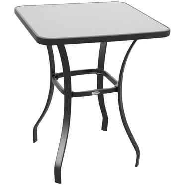 Outsunny 27' Patio Square Table with Tempered Glass Top, Steel (1 Count)