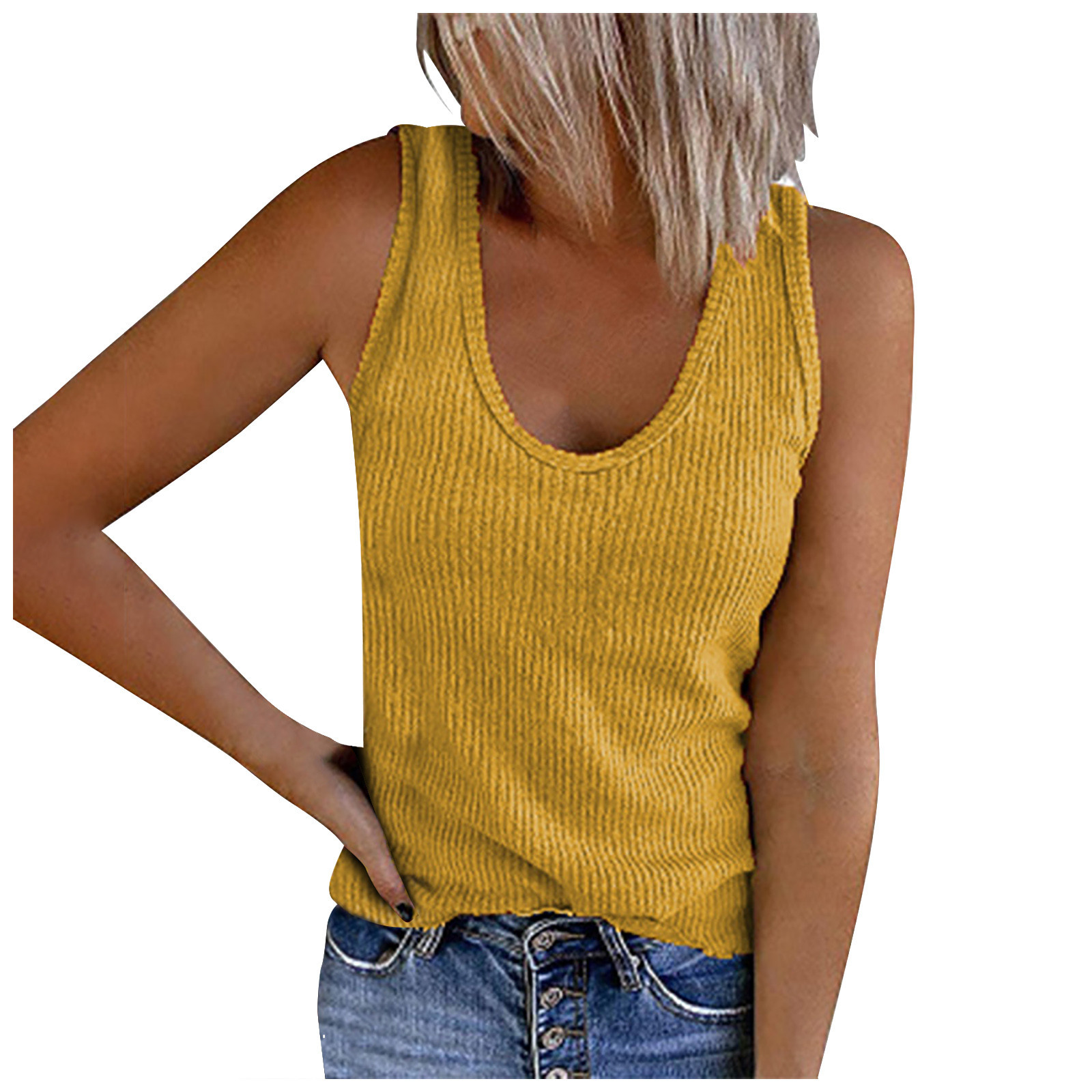 Birdeem Womens Solid Tank Tops Sleeveless U-Neck Base Shirt Summer Casual Workout Tees
