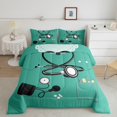 thumbnail image 1 of Erosebridal Cartoon Medical Tool Bedding Toddler Comforter Set, Clothes Print Down Comforter, Green, 2pcs, 1 of 7