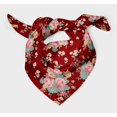 thumbnail image 3 of Bimba Foulard en Pure Soie Imprimé Floral Feuilles Rouges, Rose et Anémone Narcisse pour Cheveux Cou Tête Bandanas pour Femmes 40 x 80 Pouces, 3 of 6