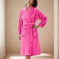 thumbnail image 2 of Women's Robe Fleece Plush Soft Fluffy Fuzzy Cozy Winter Warm Lightweight Kimono Robes Knee Length Bathrobe, 2 of 4