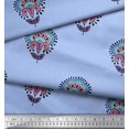 thumbnail image 2 of Soimoi Polyester Crepe Fabric Leaves & Floral Block Printed Craft Fabric by The Yard 42 Inch Wide, 2 of 3