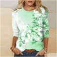 thumbnail image 2 of Birdeem Blouse pour Femmes T-Shirt Imprimé Mode Manches 3/4 Blouse Col Rond Hauts Décontractés, 2 of 12